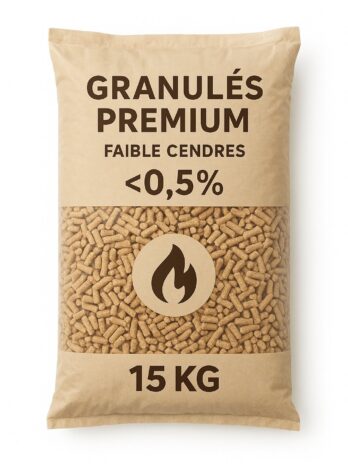 Granulés premium – faible cendres <0,5% – sac 15 kg